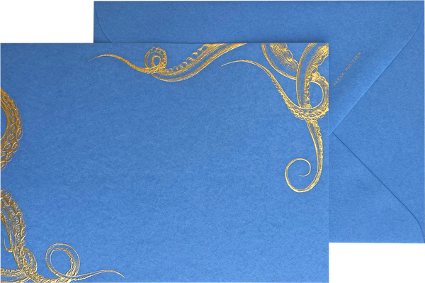 Octopus Undulation Engraved Greeting Card & Envelope