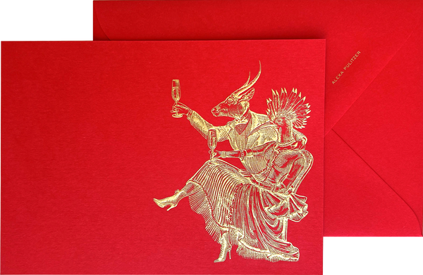 Poppin Bottles with Models Engraved Greeting Card & Envelope