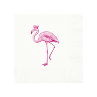 Royal Flamingo Beverage Napkins - WHITE