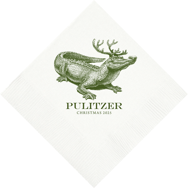 Customizable Christmas Gator Beverage Napkins