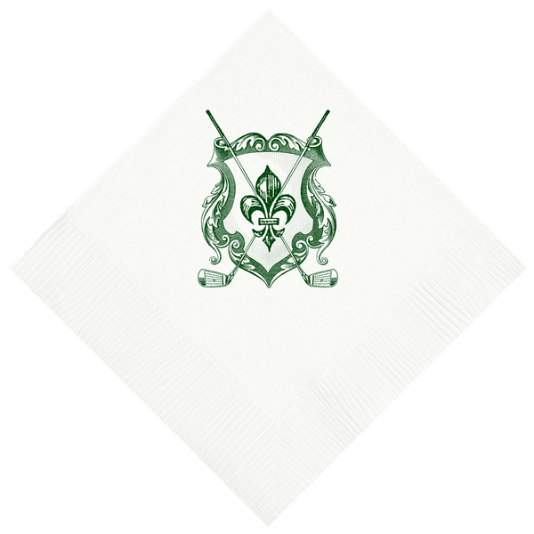 Customizable Golf Crest Beverage Napkins