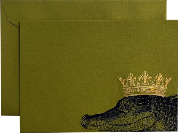 King Gator Engraved Greeting Card (Moss 2 tone)
