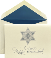 Happy Chanukah foldover card with lined envelope